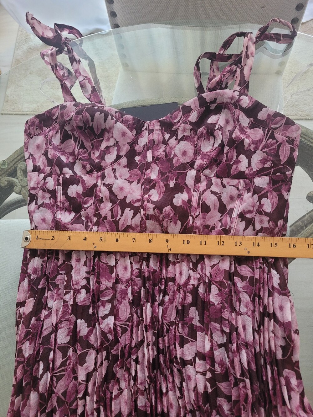 Lulu's Illustrious Aura Plum Purple Floral Bustier Tie-Strap Maxi Dress XL - Picture 10 of 11